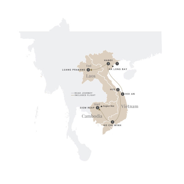 Inspiring Indochina Luxury Tour Map