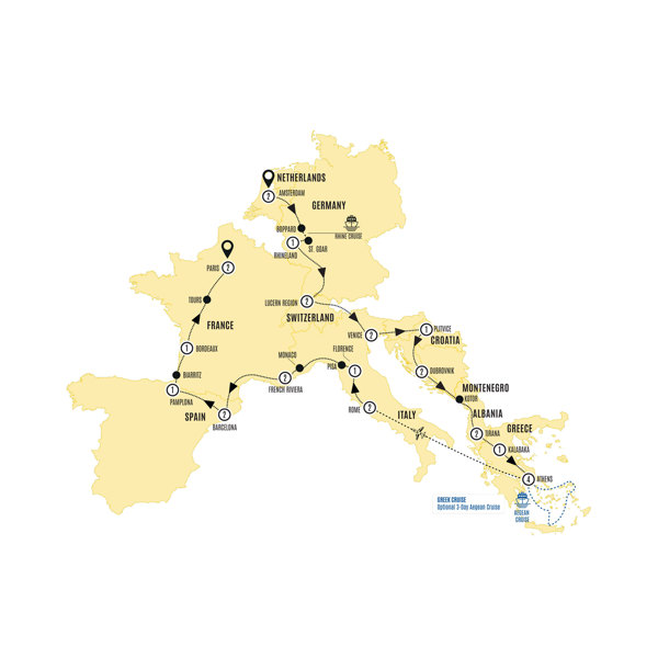 European Discoverer End Paris Itinerary Map