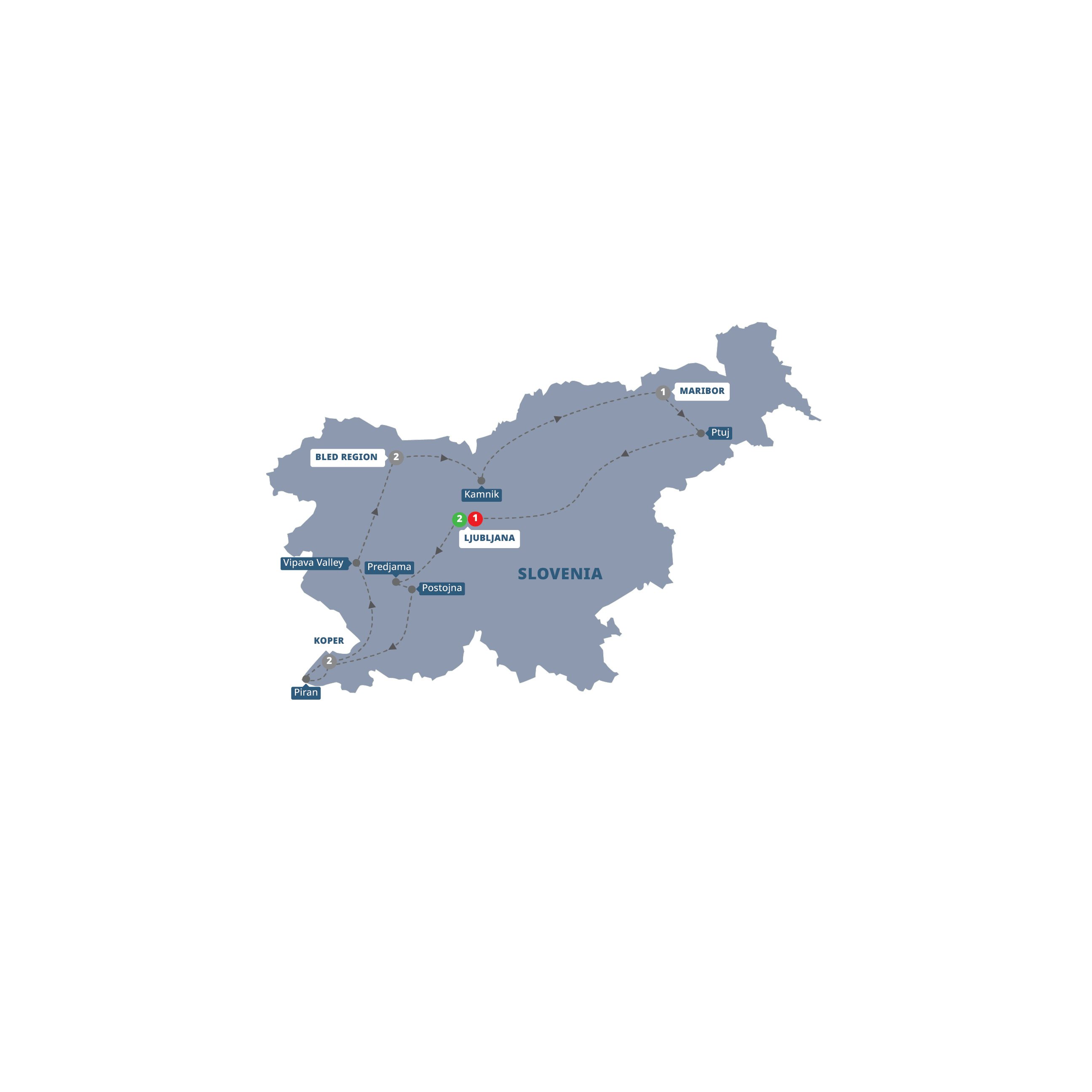 Map of Hidden Slovenia - Small Group from Trafalgar