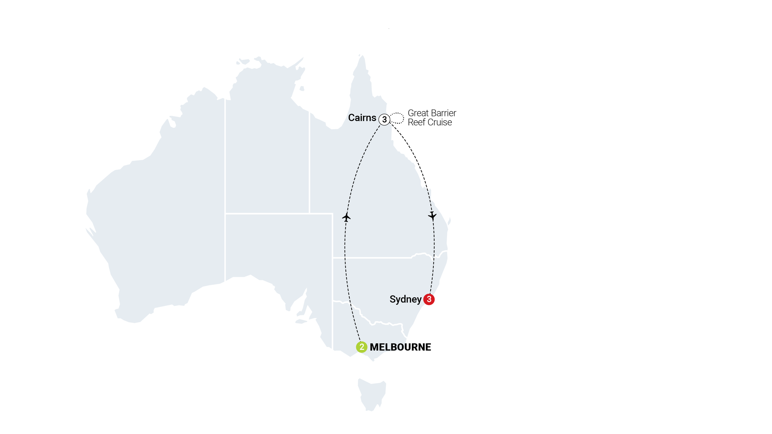 tourhub | AAT Kings | Contrasts of Australia | Tour Map