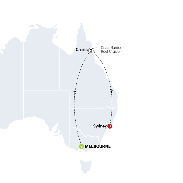 Contrasts of Australia Itinerary Map