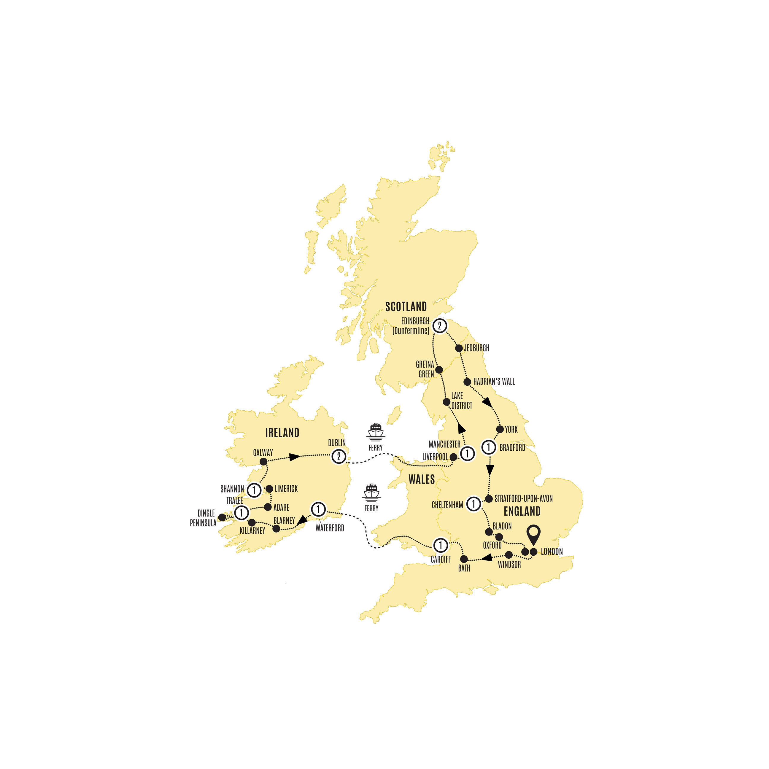 tourhub | Costsaver | Britain and Ireland Experience | Tour Map