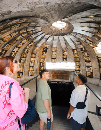 Travellers exploring the interior of the Bunk'Art 2, Tirana Albania