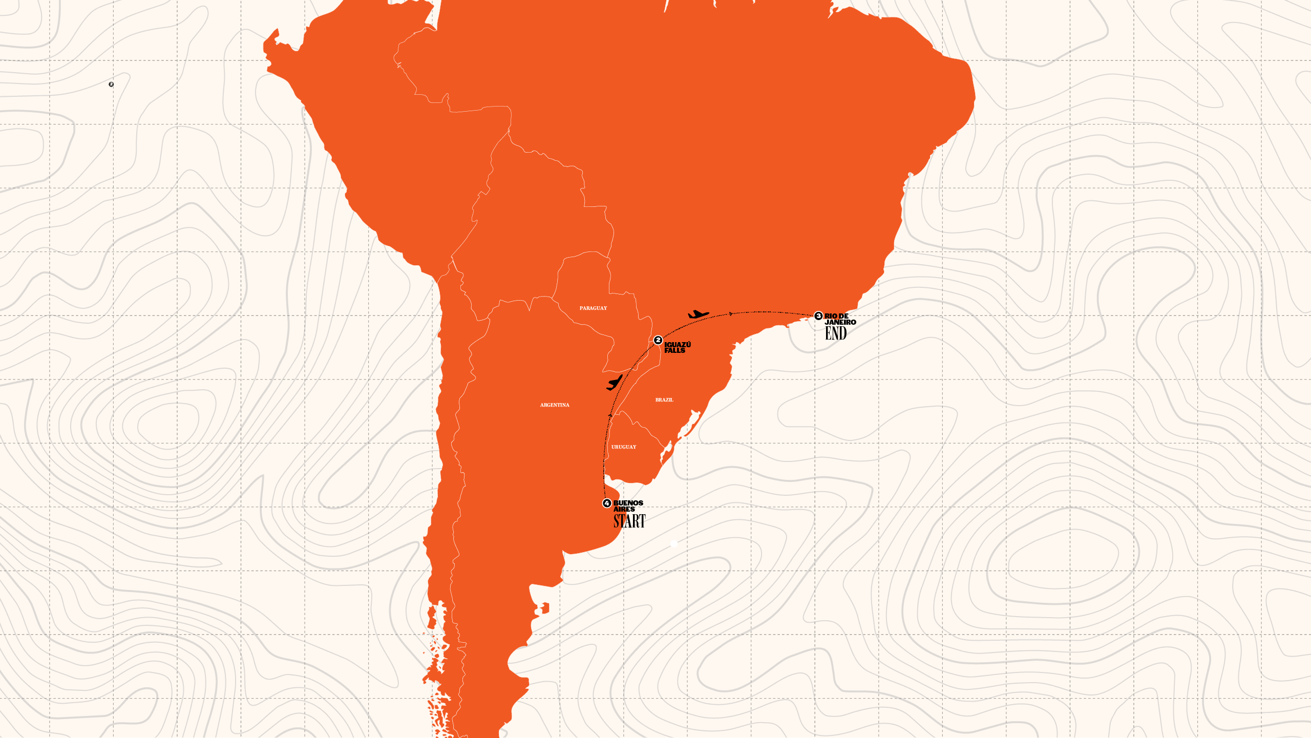 Map of Best of Argentina & Brazil from Contiki