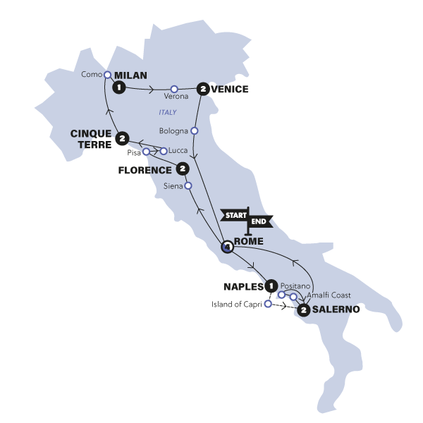 tourhub | Contiki | Simply Italy | Summer | 2025 | Tour Map