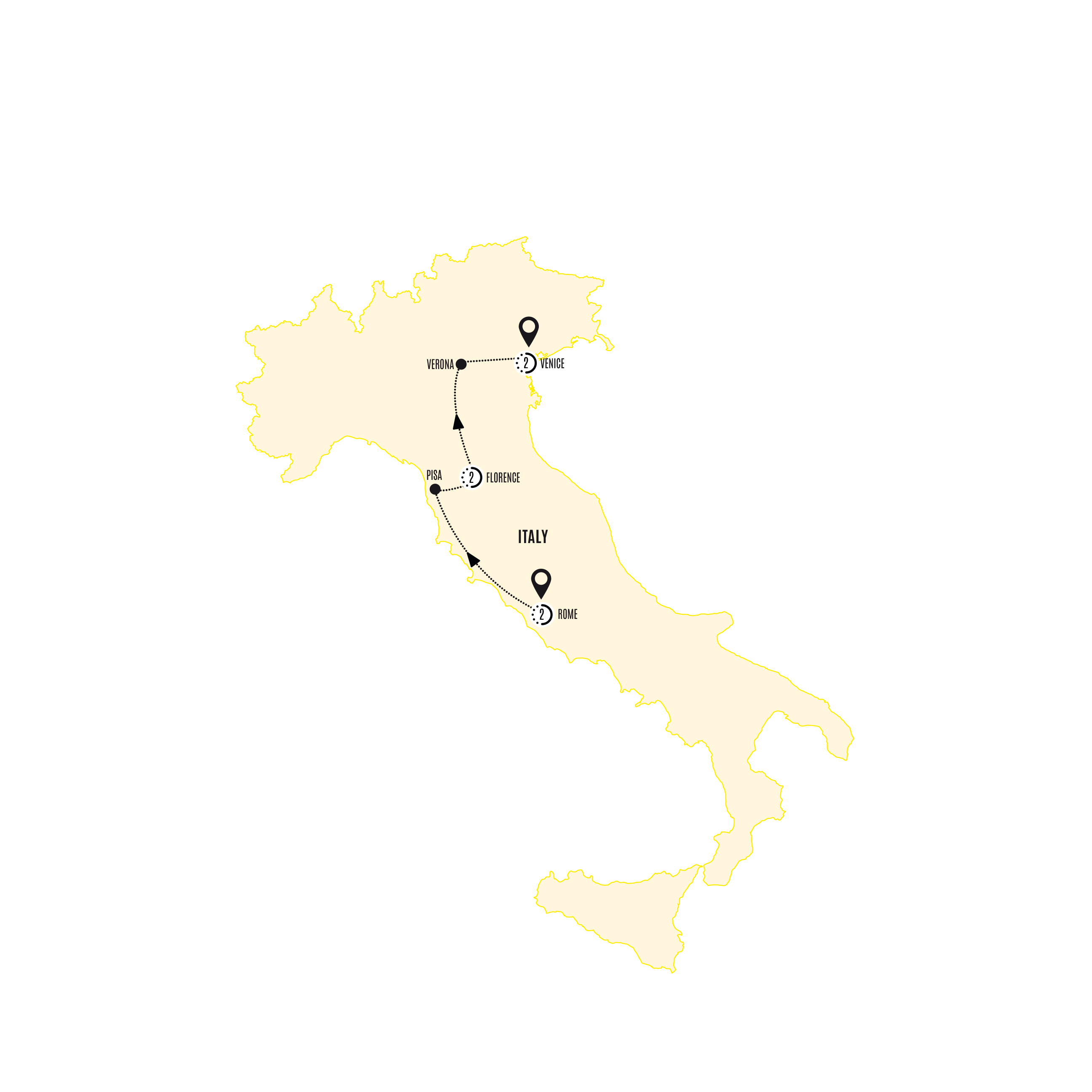 tourhub | Costsaver | Jewels of Italy | WJWLZN18 | Route Map