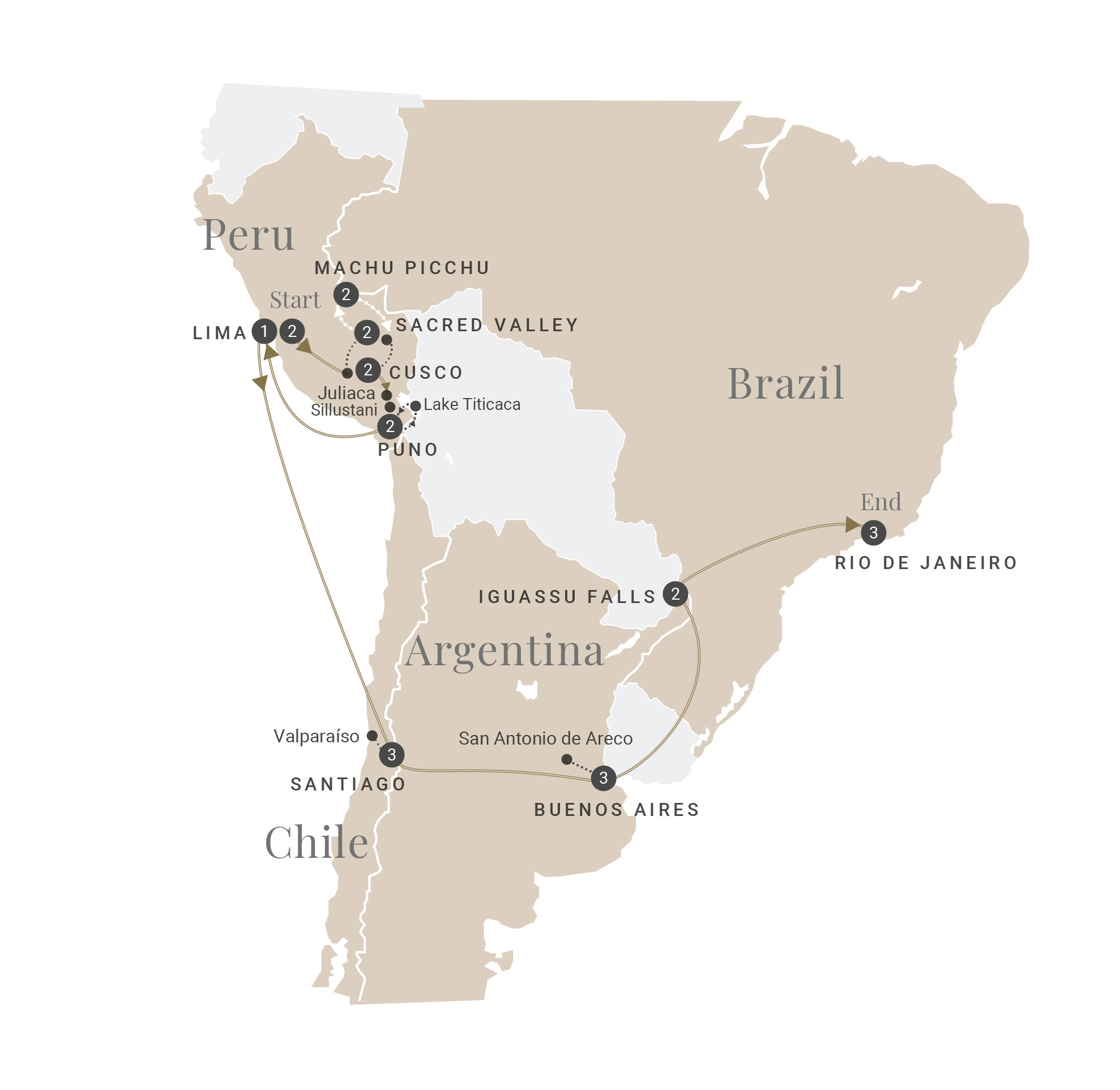 tourhub | Luxury Gold | Grand South America | Tour Map