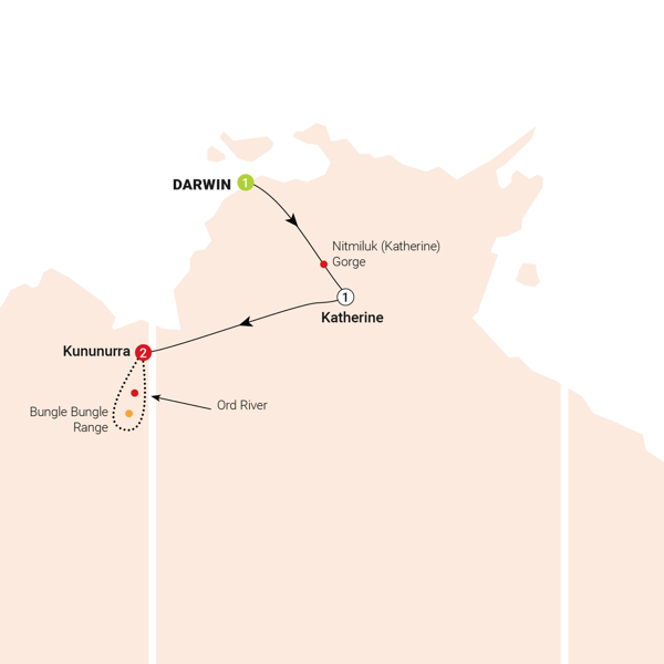 Top End to Kimberley Adventure Itinerary Map
