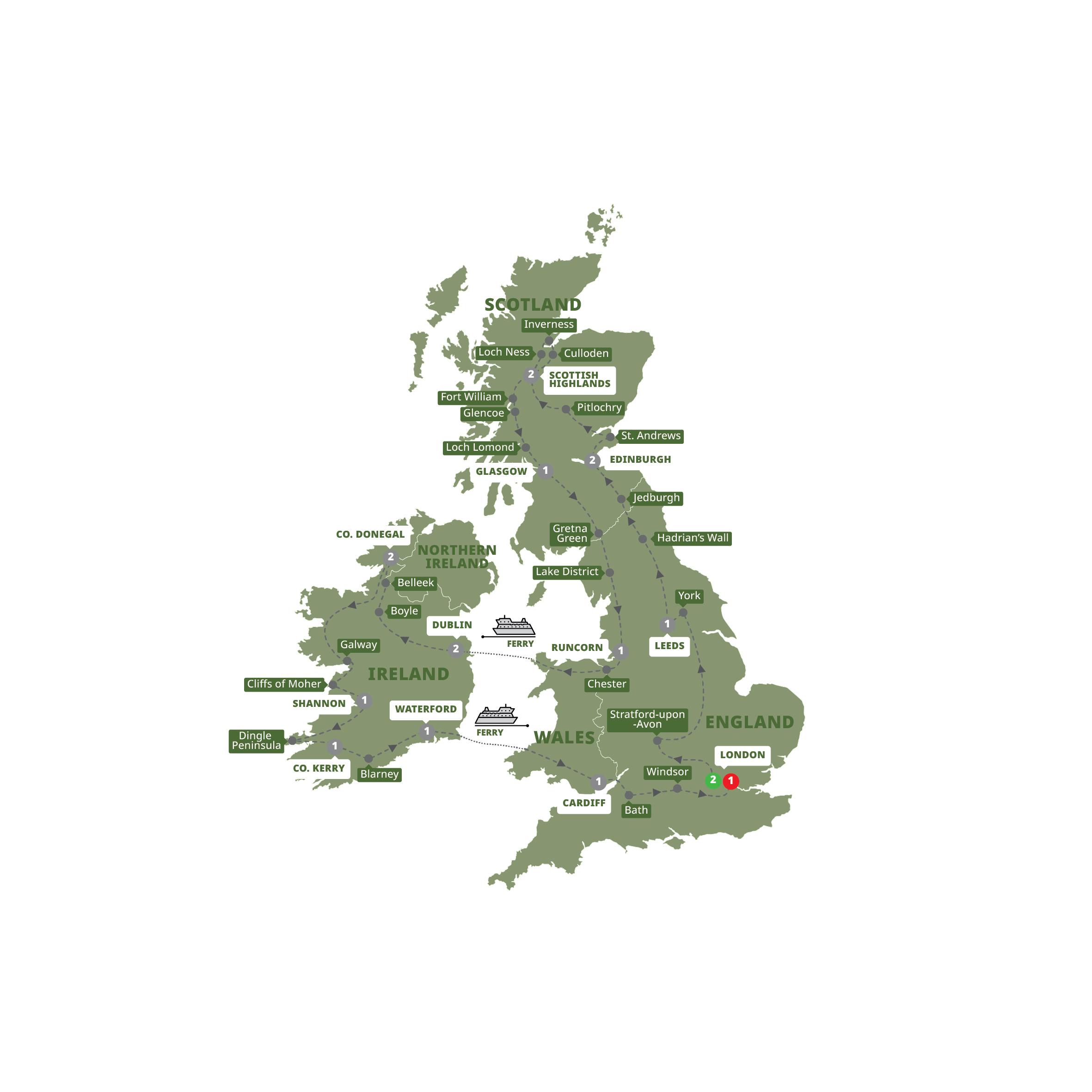 Map of Britain and Ireland Explorer from Trafalgar