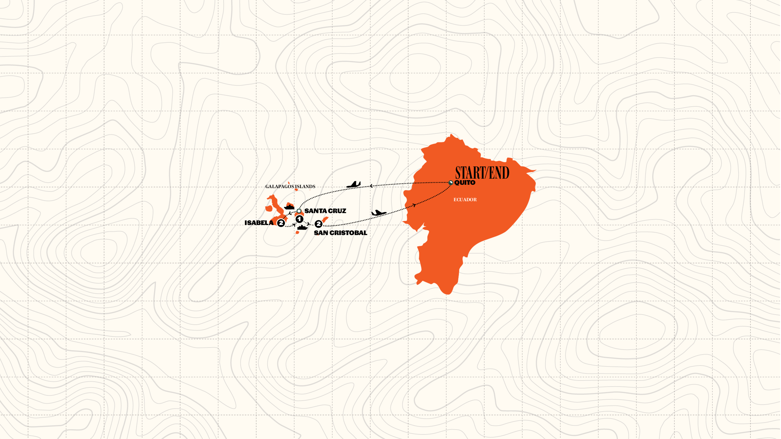Map of Galapagos Island Hopping | 2027 from Contiki