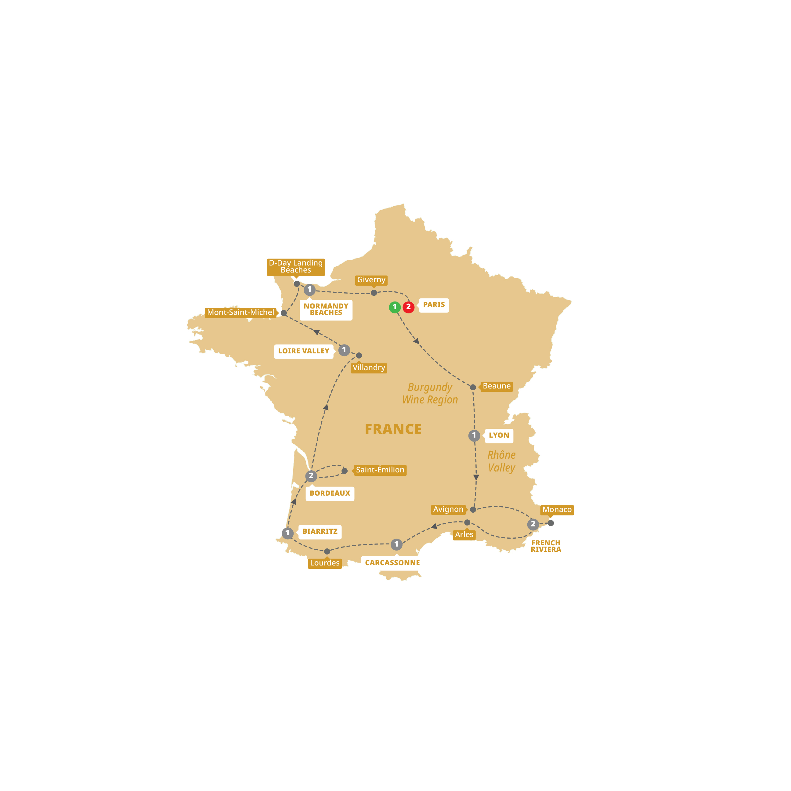 tourhub | Trafalgar | Best of France | Tour Map