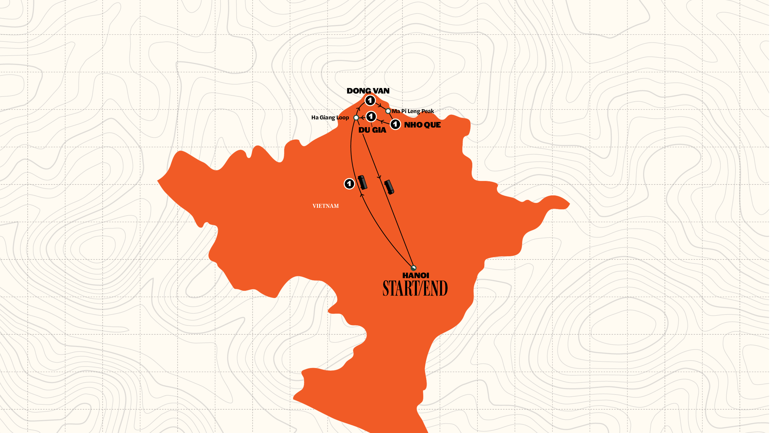 Map of Ha Giang Loop in Northern Vietnam | 2027/2028 from Contiki