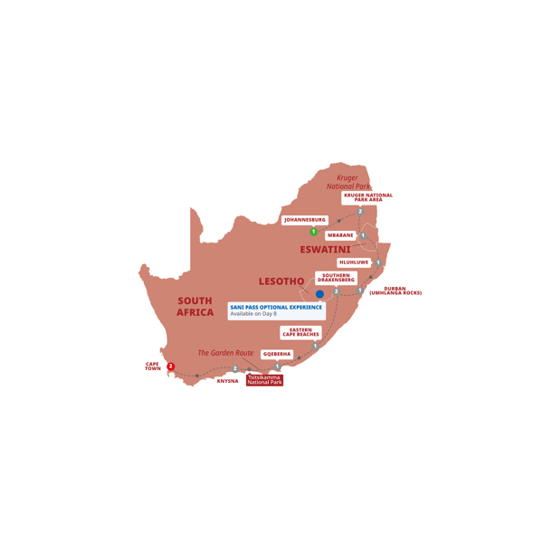 tourhub | Trafalgar | Best of South Africa | Tour Map