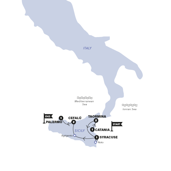 tourhub | Contiki | Real Sicily | Summer | 2025 | Tour Map