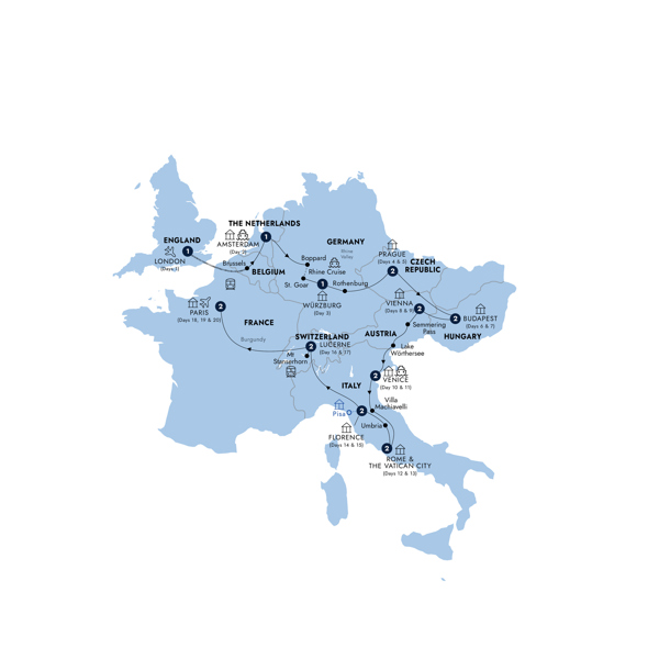 Romantic European End Paris Itinerary Map
