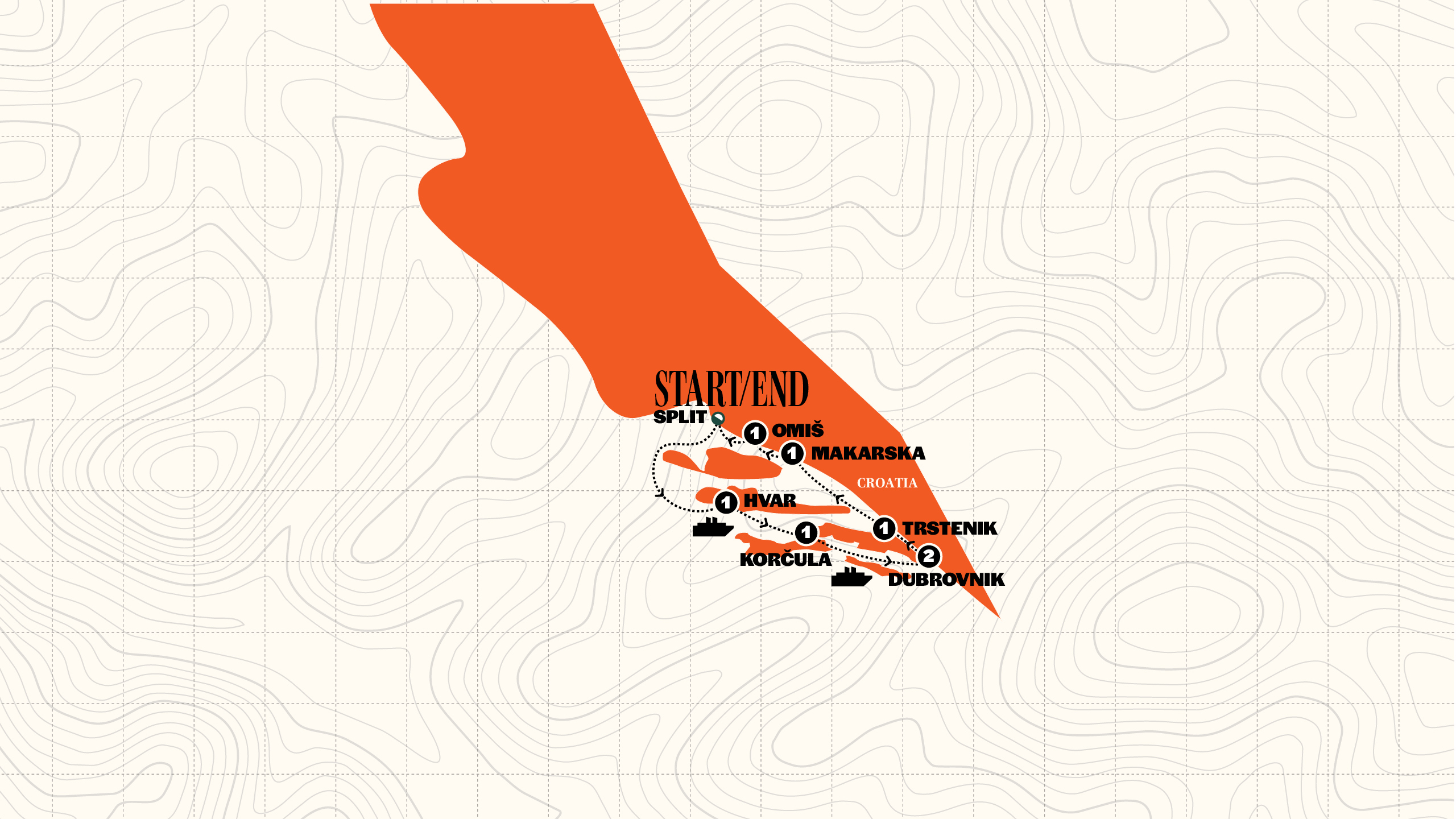 Map of Croatia Island Sail Standard Boat | Below-Deck Cabin | 2026 from Contiki