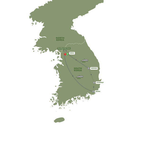Best of South Korea Itinerary Map