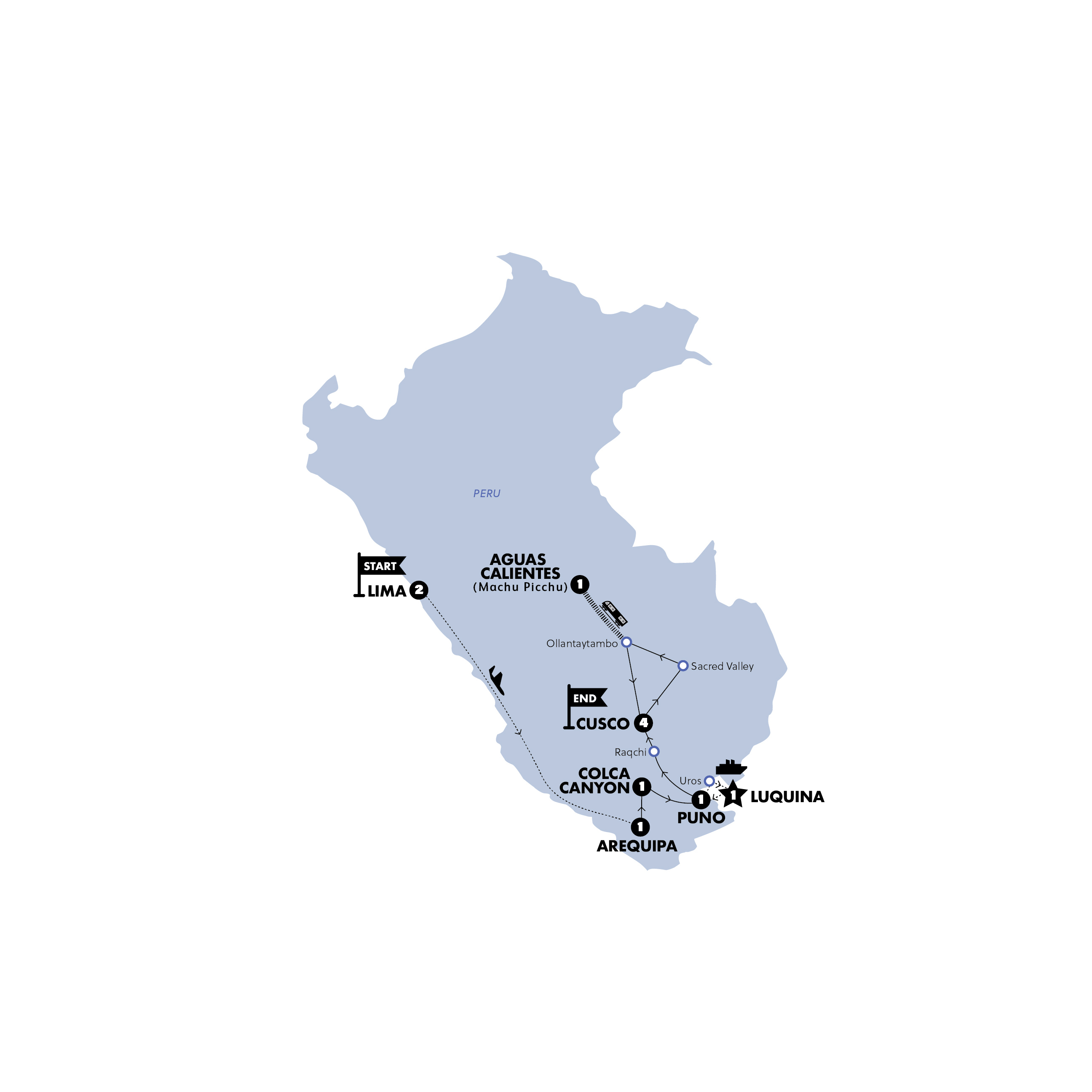 Map of Best of Peru from Contiki