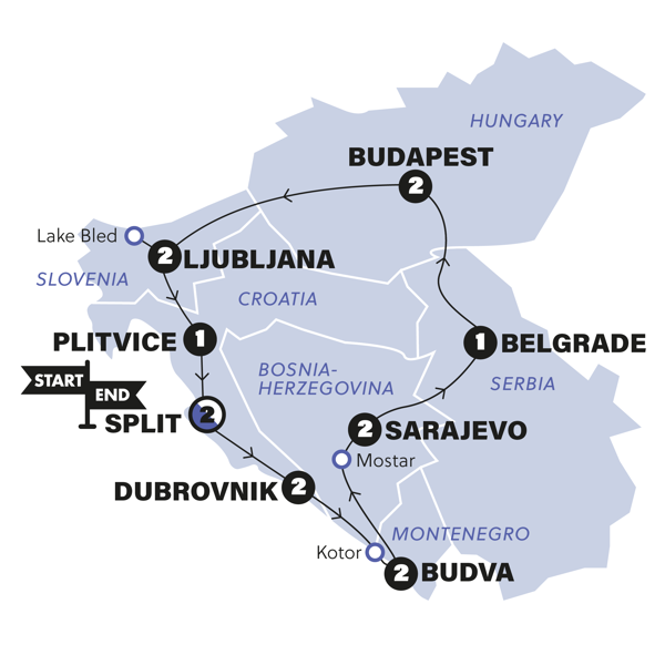 Best of Balkans Start Split Map