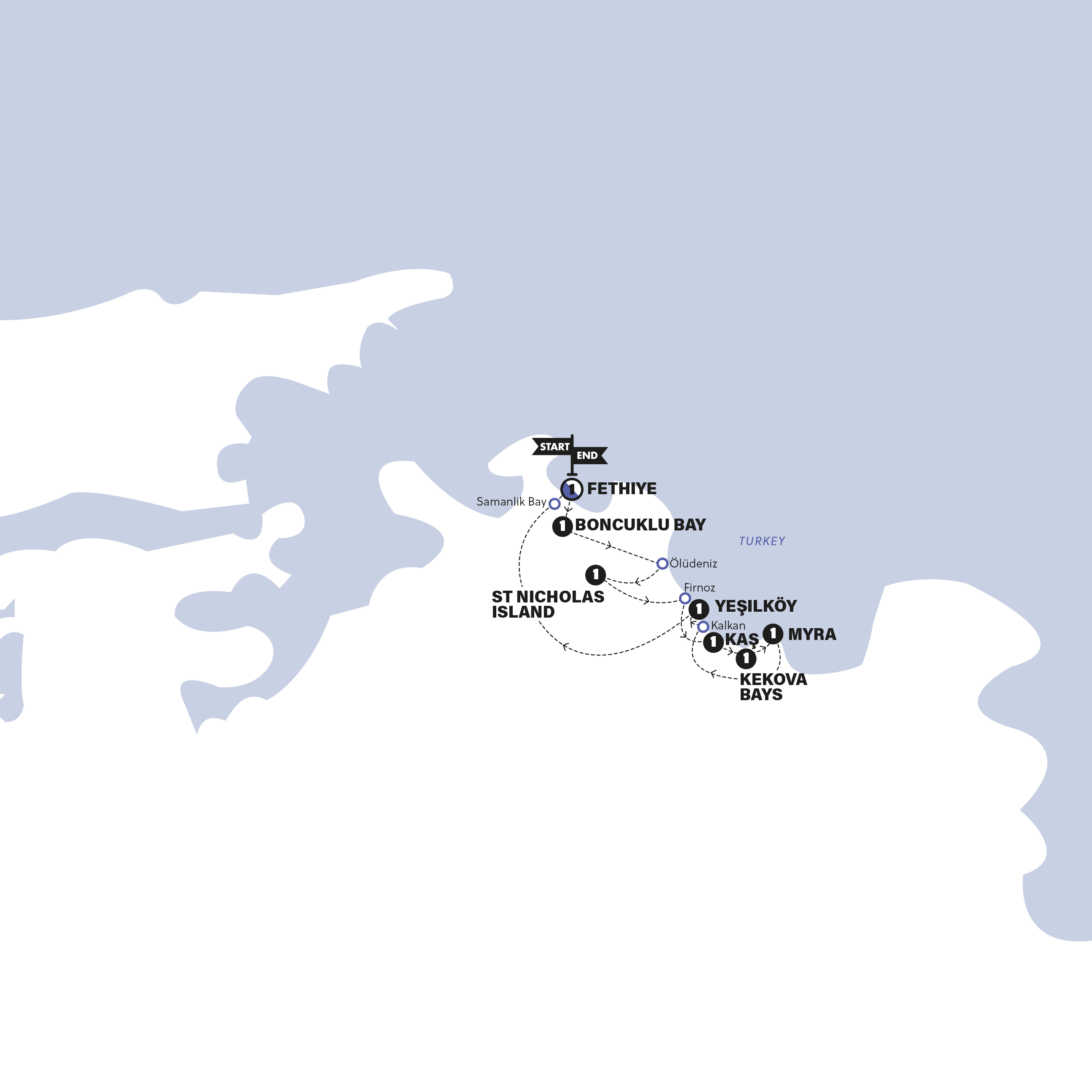 tourhub | Contiki | Turkish Sailing | 2025 | Tour Map