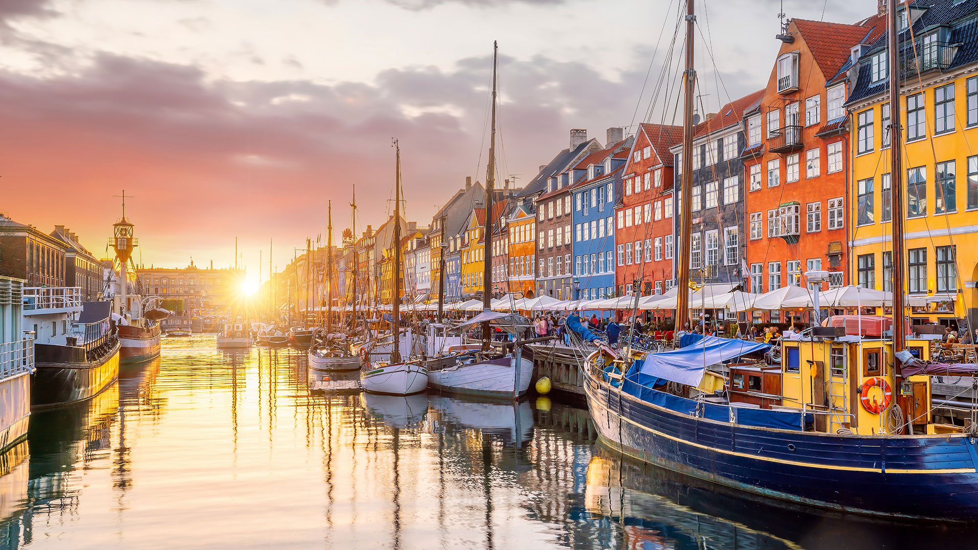 Nyhavn Harbor in Copenhagen Denmark