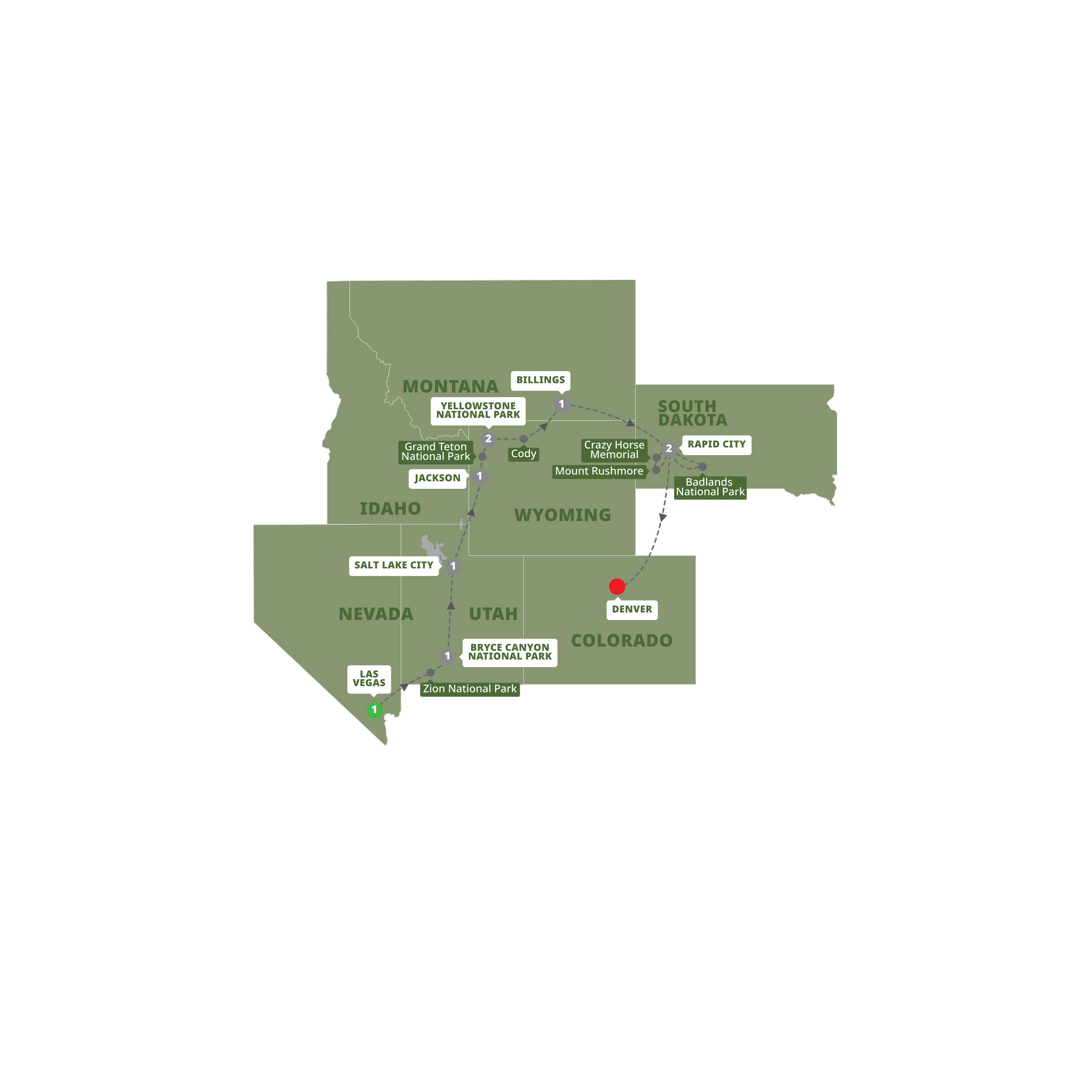 Western Frontiers End Denver Itinerary Map
