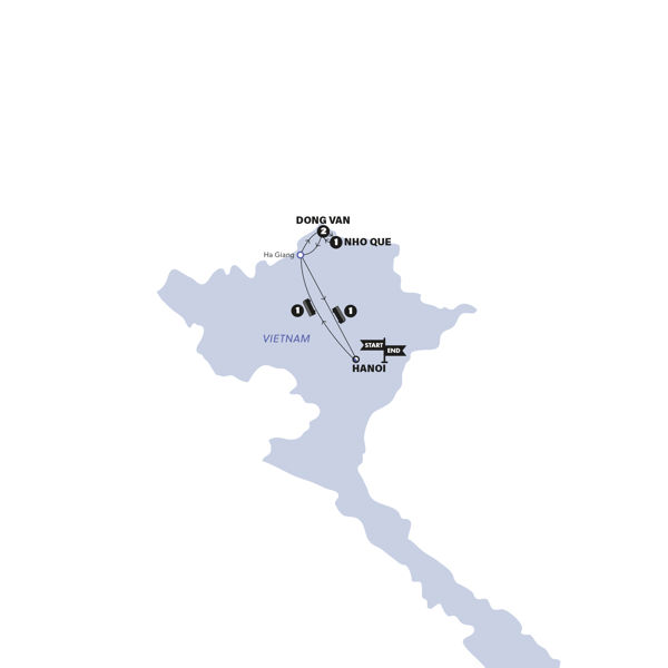 tourhub | Contiki | Ha Giang Loop in Northern Vietnam | Tour Map