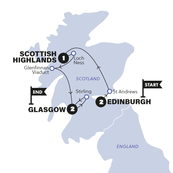 tourhub | Contiki | Scotland in a Week | Summer | 2025 | Tour Map