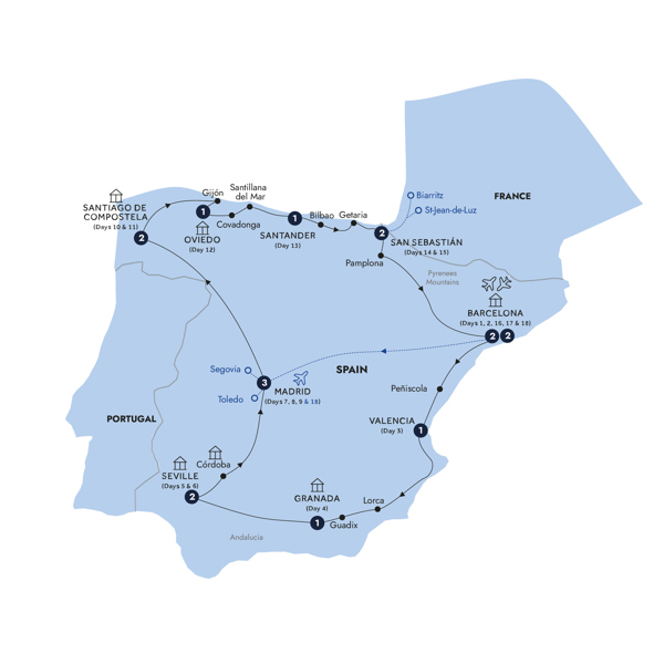 Spanish Heritage end Madrid Itinerary Map
