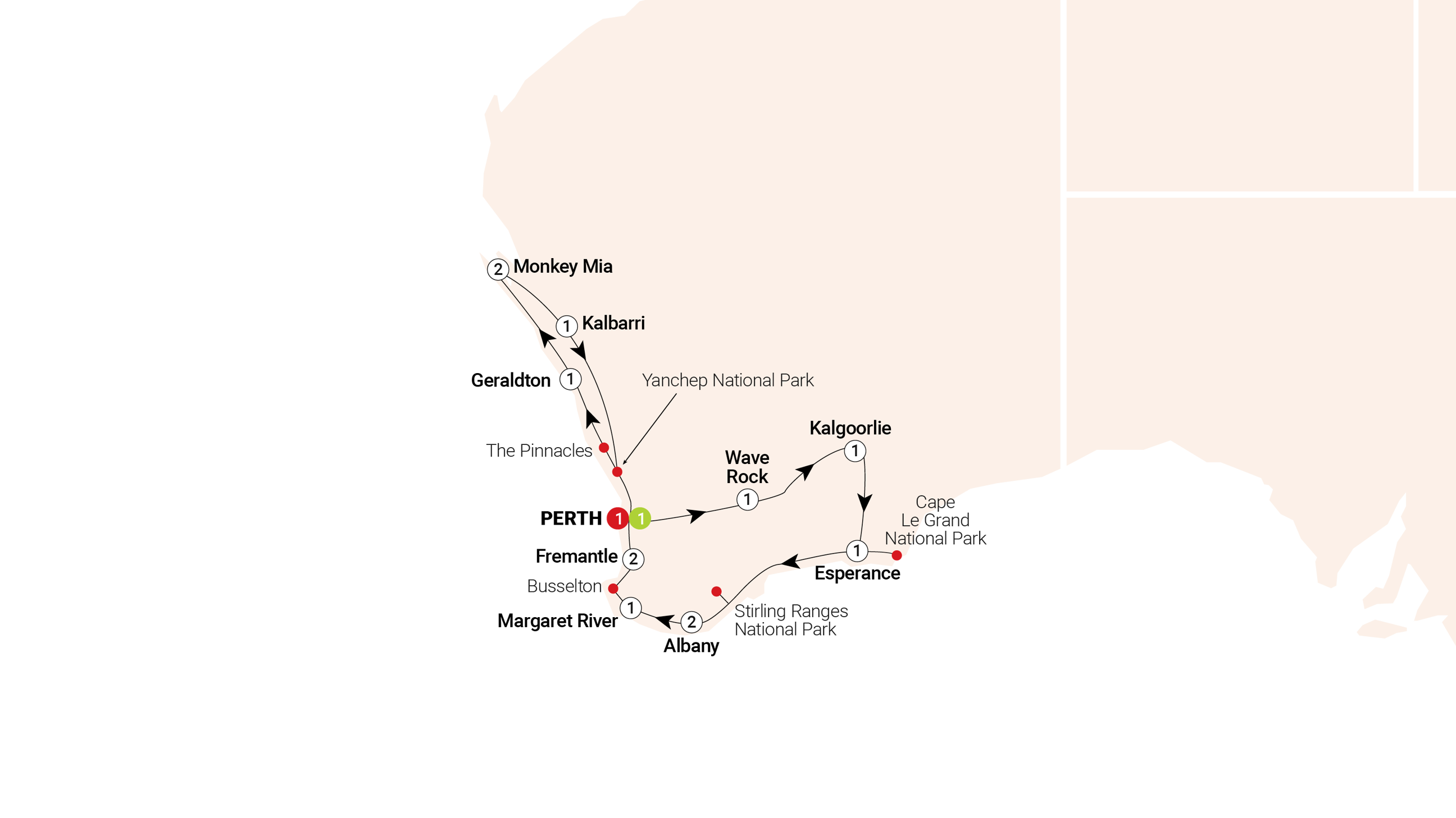 tourhub | AAT Kings | Western Wonderland | Tour Map