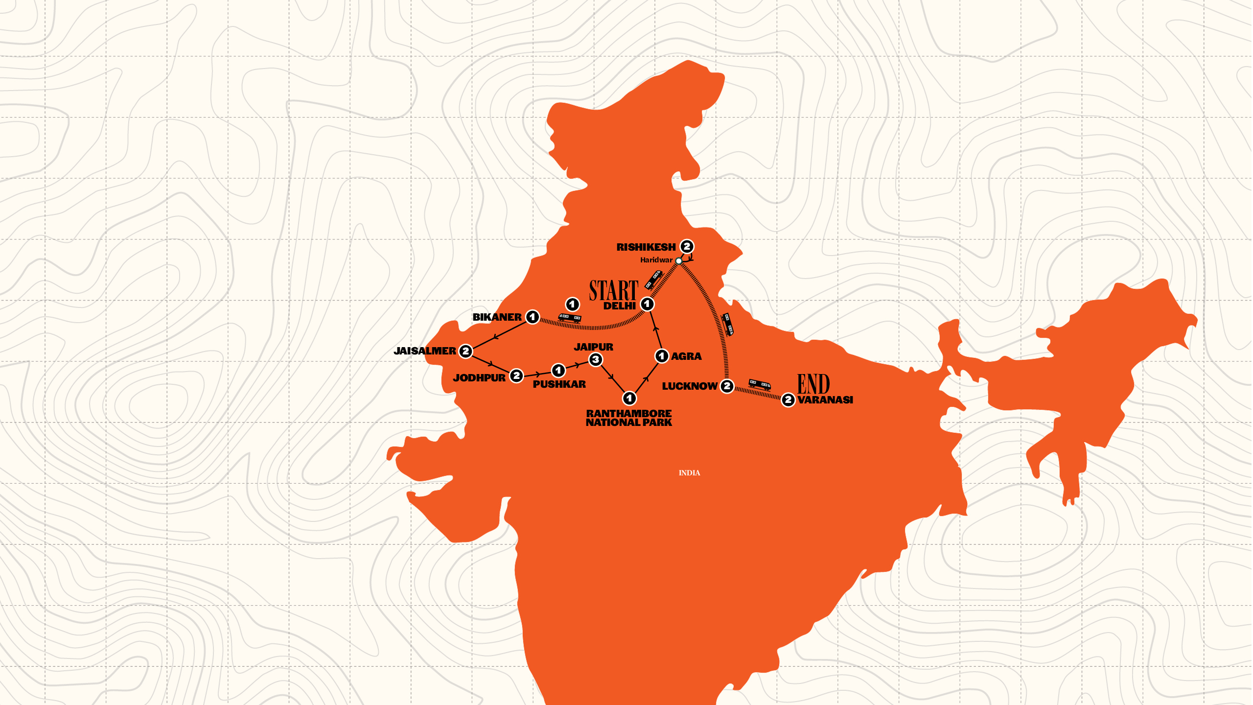 Map of Northern India Explorer from Contiki