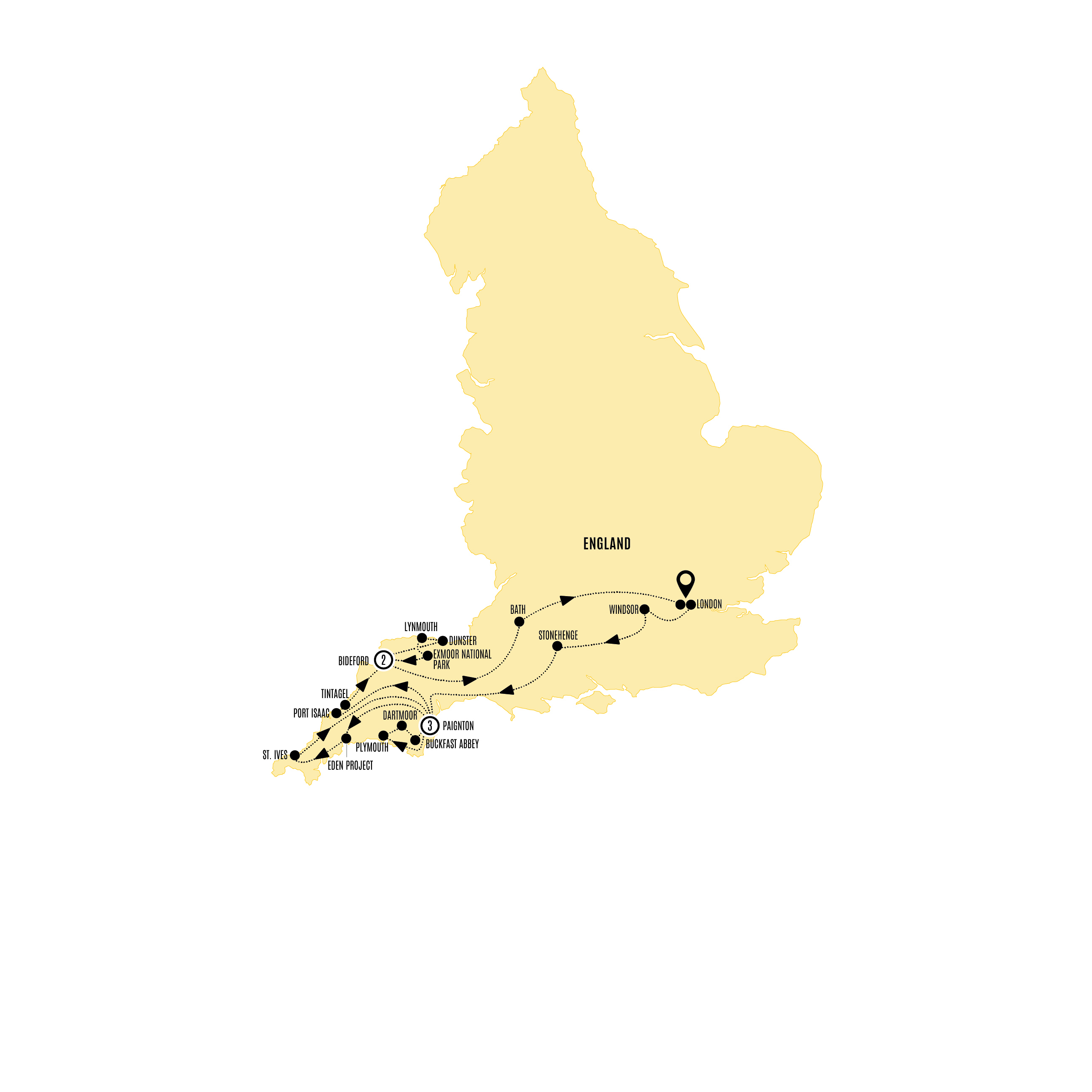 Map of The Cream of Devon and Cornwall from Costsaver