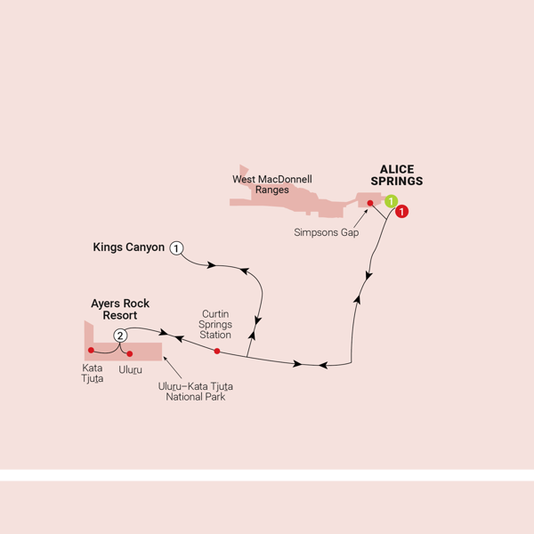 Outback Contrasts Itinerary Map