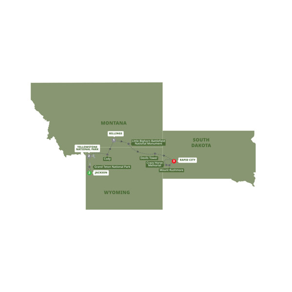 National Park Wonders Itinerary Map