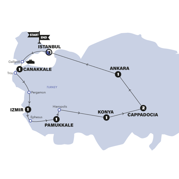 tourhub | Contiki | Turkish Delight | 2025 | Tour Map