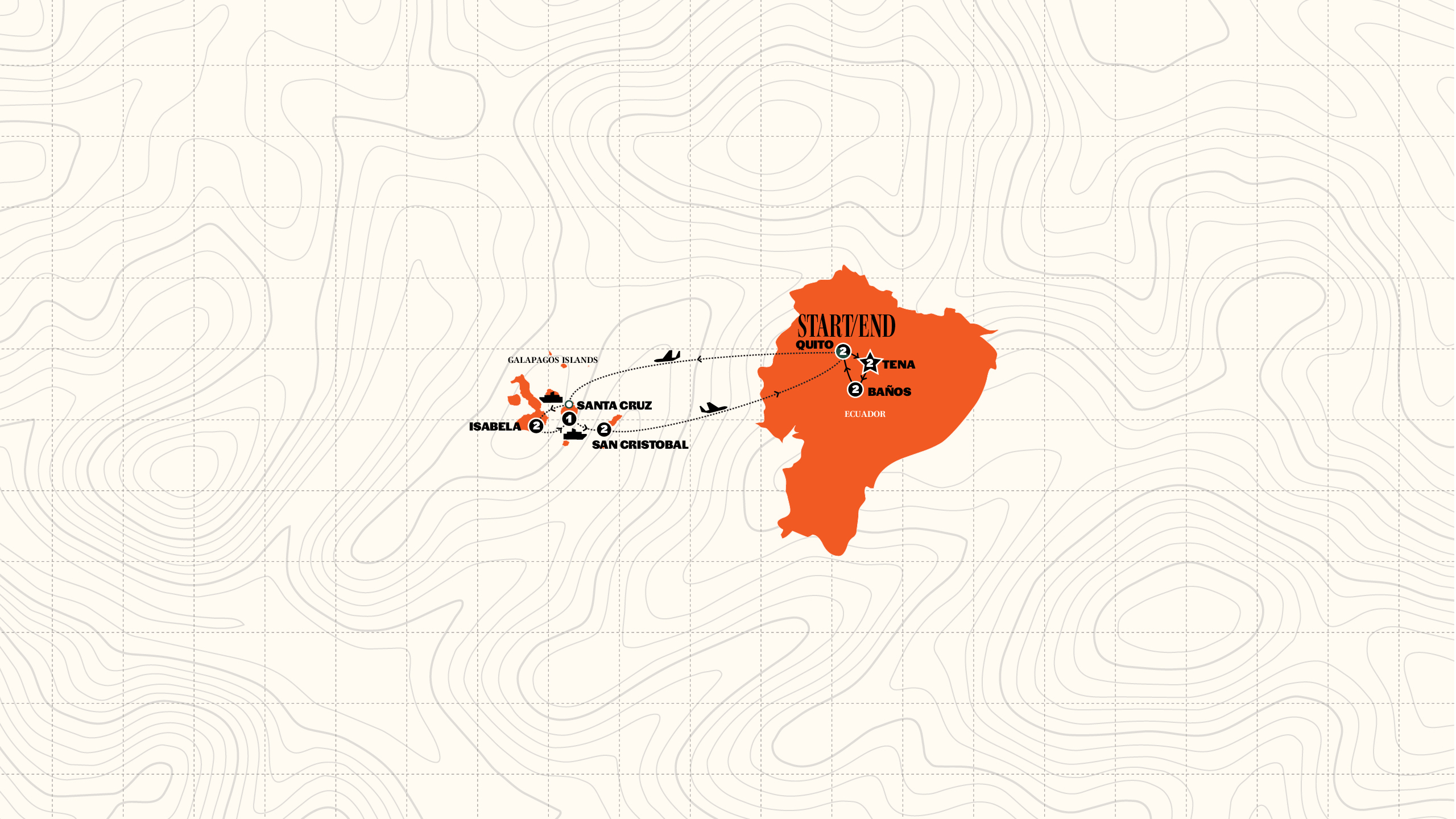 Map of Best of Ecuador & Galapagos Islands | 2026 from Contiki