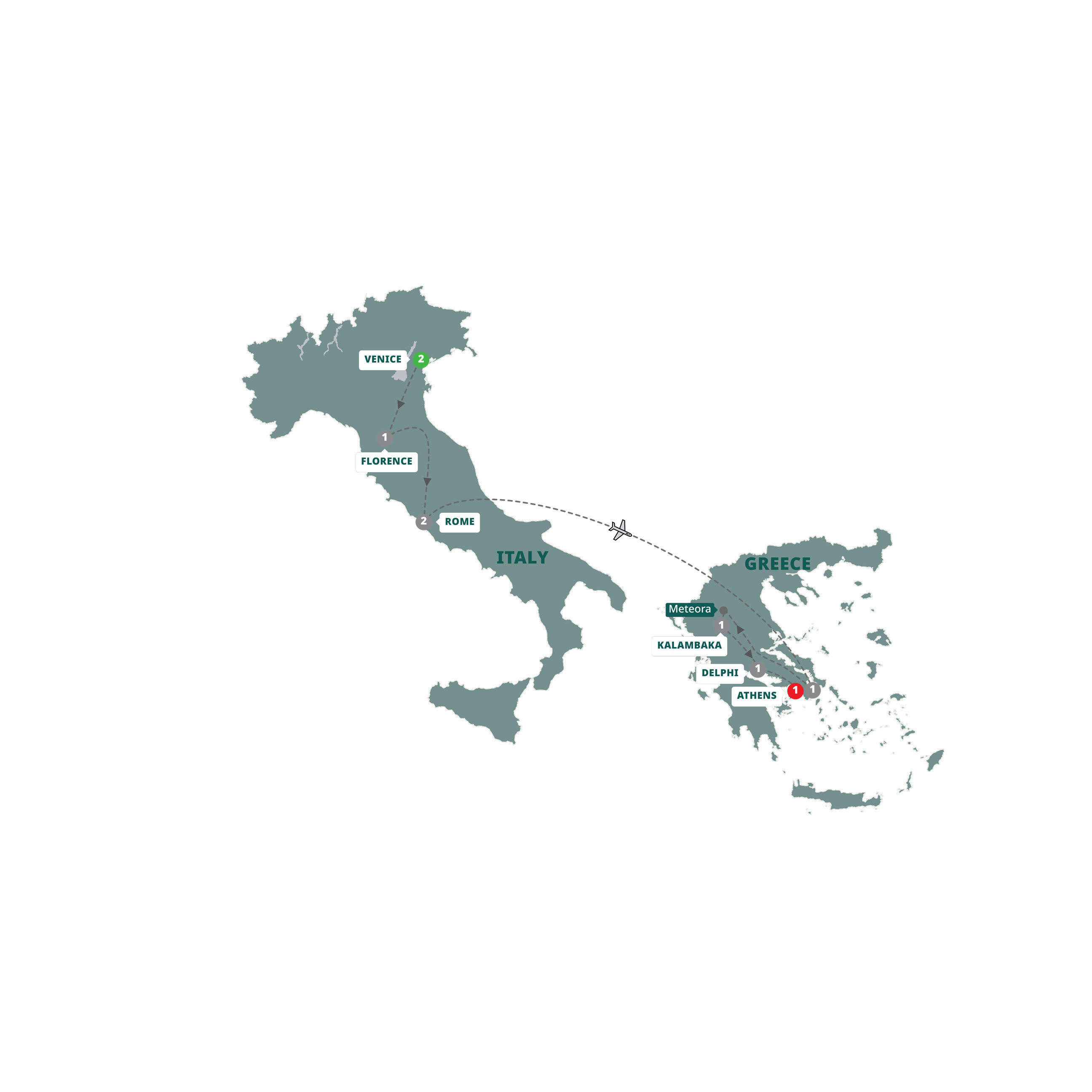 Map of Best of Italy and Greece (