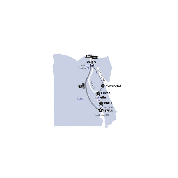 tourhub | Contiki | Egypt & The Nile | Gap | Tour Map