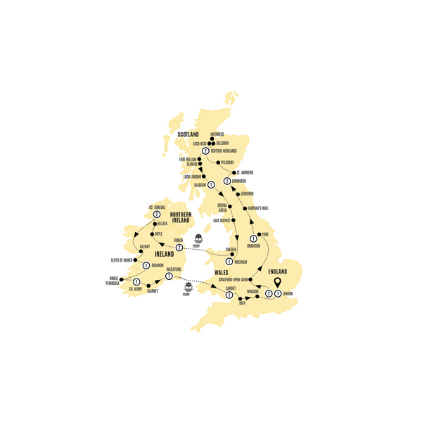 Britain and Ireland Explorer Itinerary Map
