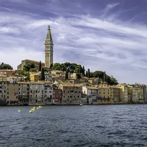 A landscape view of St Euphemia Church in Istria, Croatia