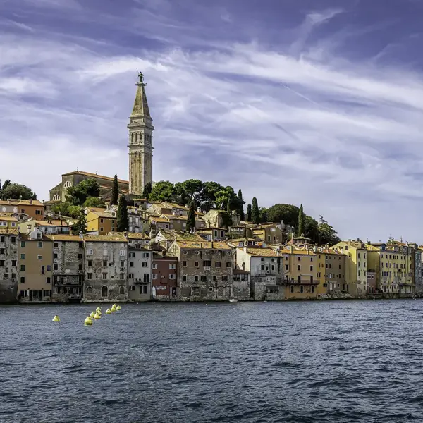 A landscape view of St Euphemia Church in Istria, Croatia