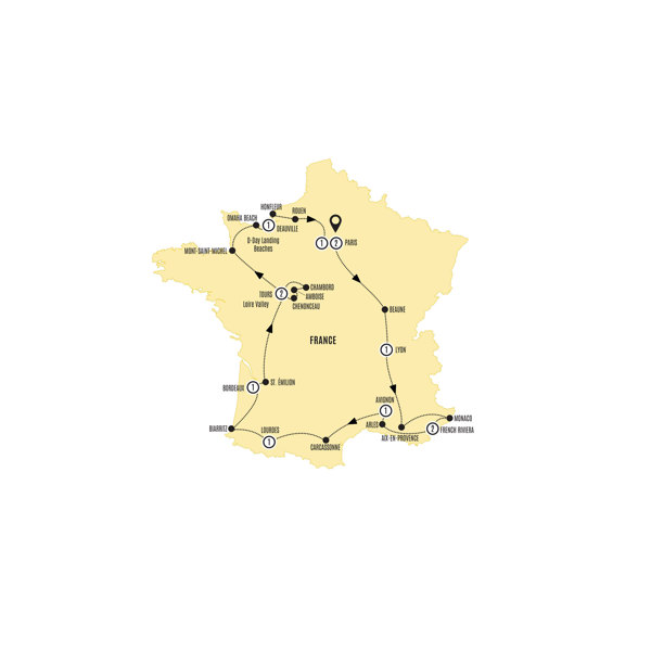 Highlights of France Itinerary Map