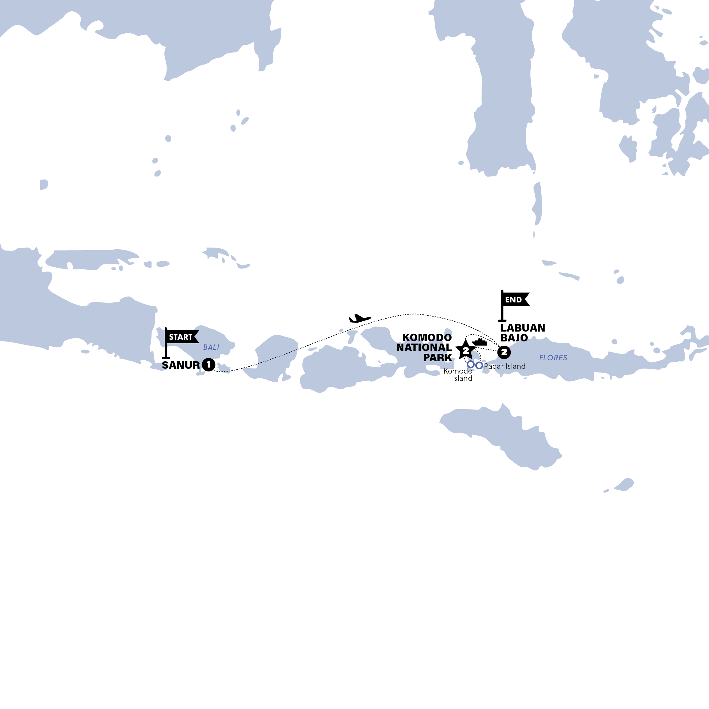 tourhub | Contiki | Komodo & Flores Sail | Tour Map