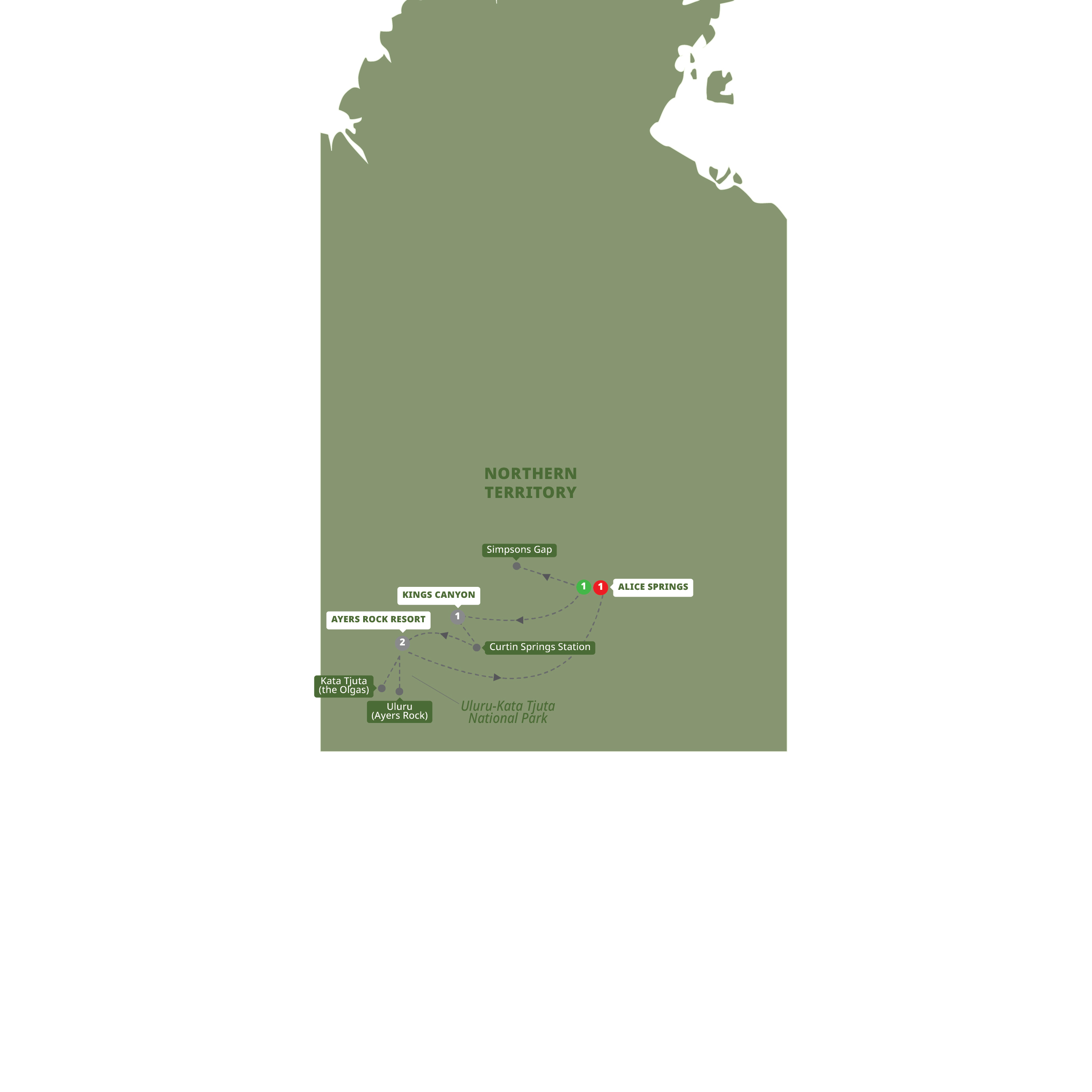 Map of Outback Contrasts from Trafalgar