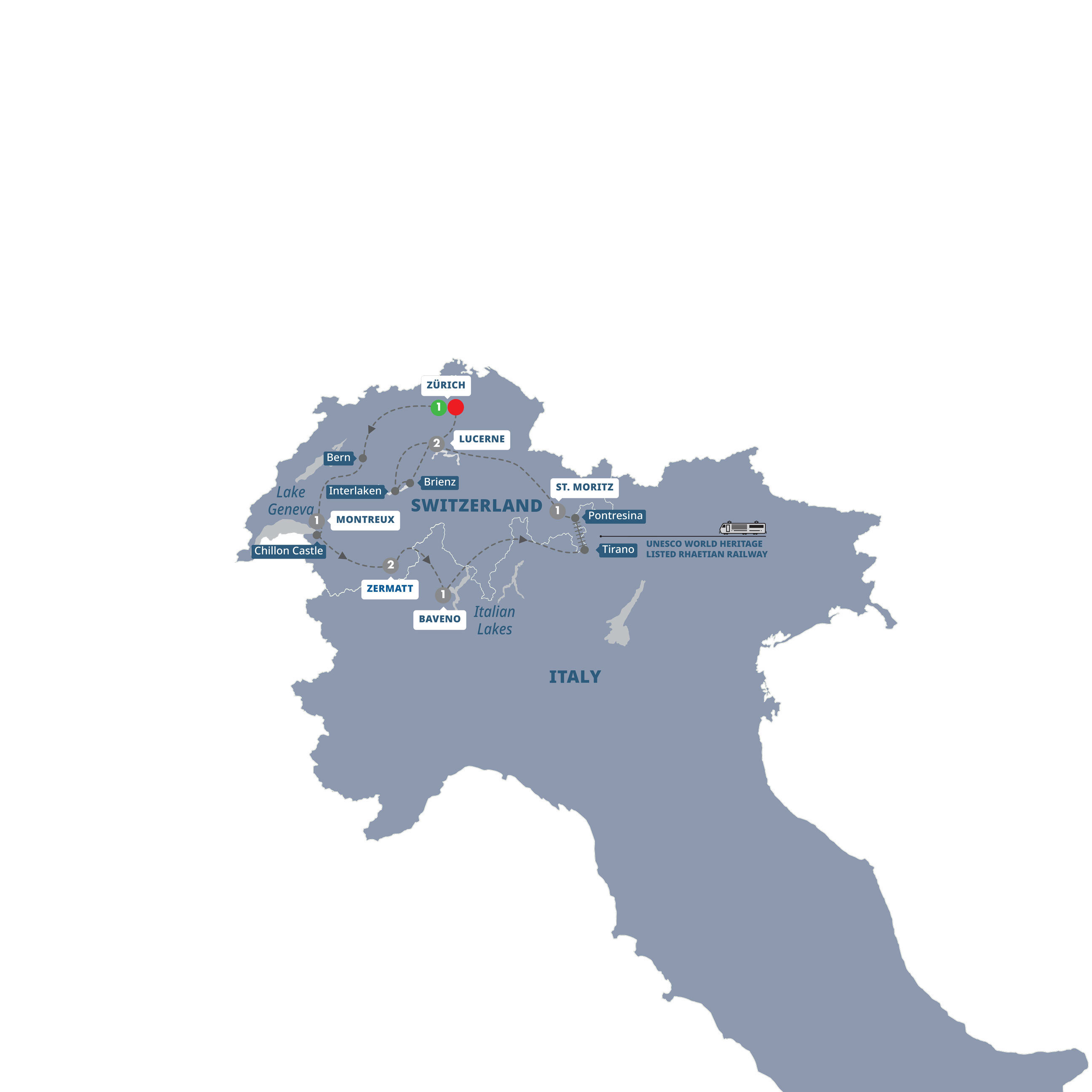 tourhub | Trafalgar | Best of Switzerland | Tour Map