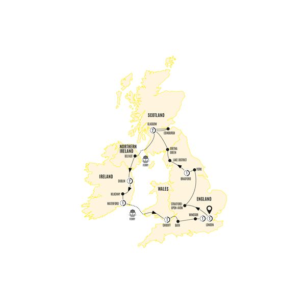 tourhub | Costsaver | Britain and Ireland Delight | WBIDZN18 | Route Map