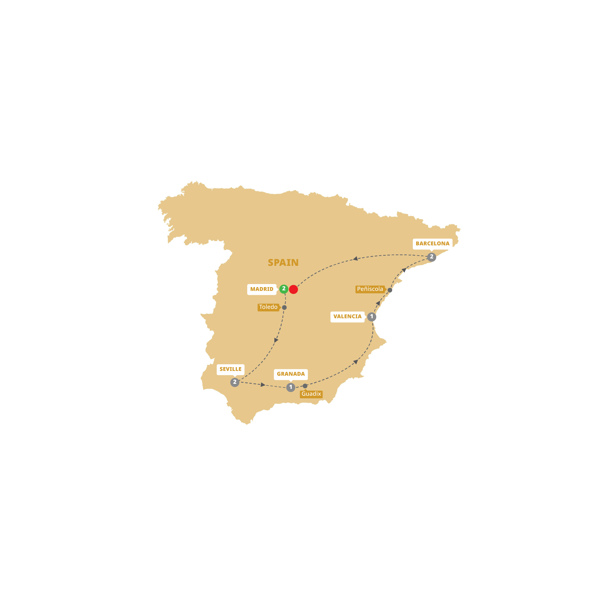 Map of Spanish Experience End Madrid from Trafalgar