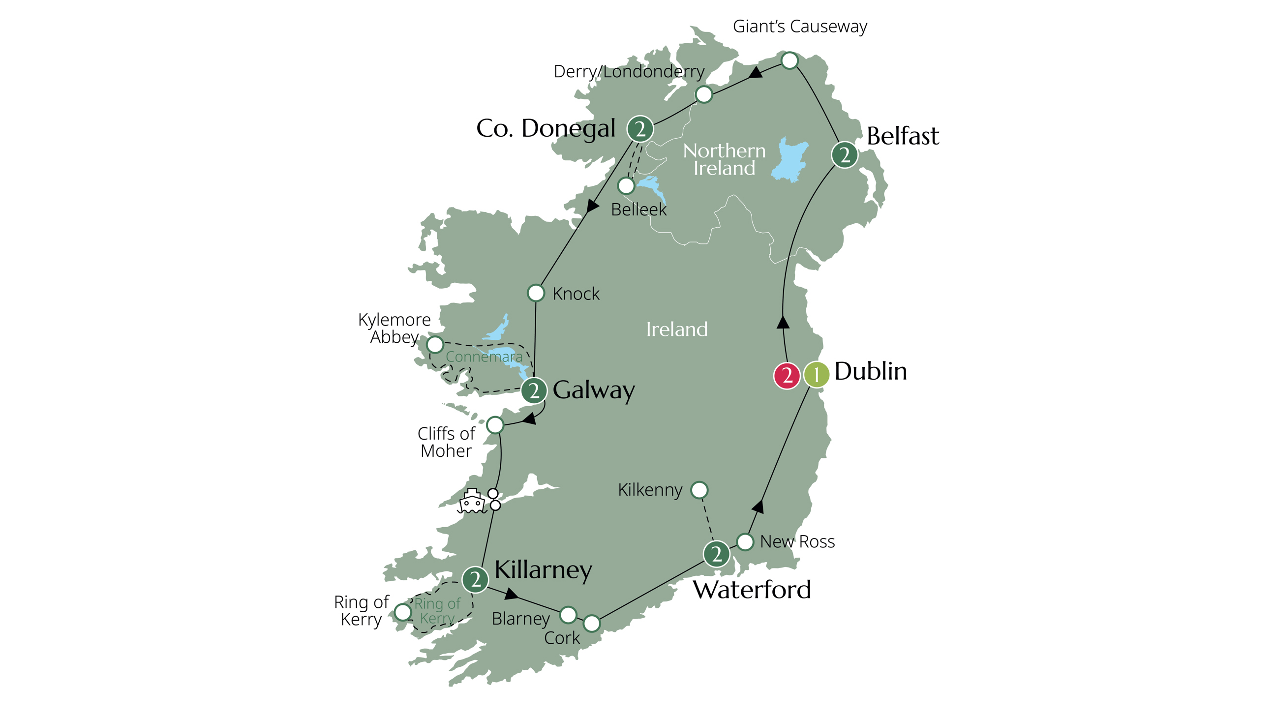 Amazing Ireland Itinerary Map