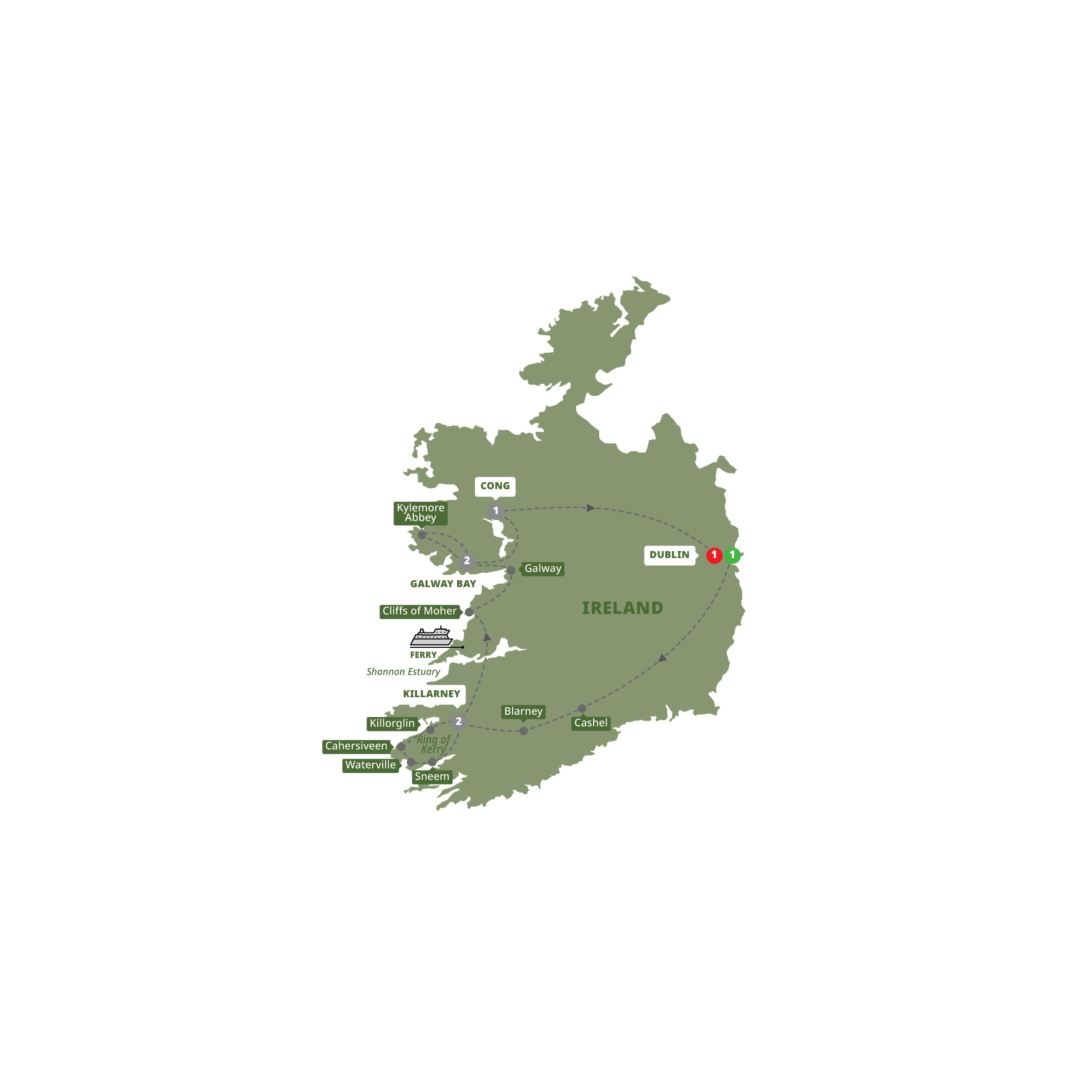 Map of Irish Elegance from Trafalgar