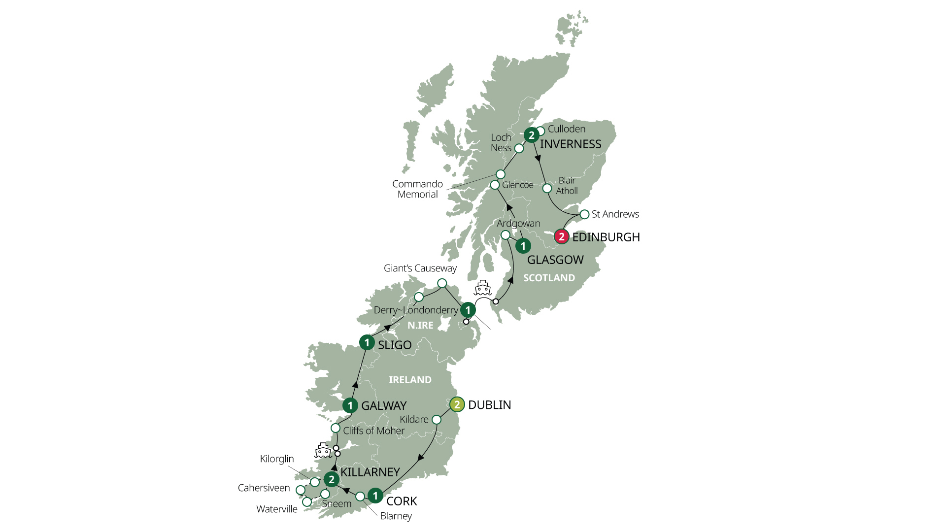 tourhub | Brendan Vacations | Best of Ireland & Scotland - Small Group | Tour Map